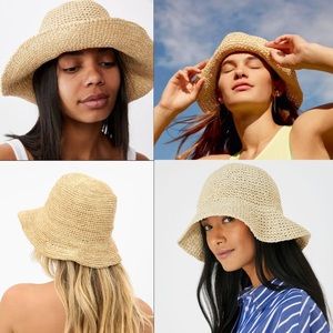 STRAW SUMMER BEACH WOMENS SUN BUCKET HAT